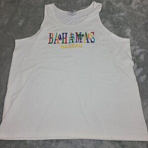 RETRO NASSAU BAHAMAS‎ FLOWY BEACH VIBES/PALM TREE SOUVENIR TANK TOP XL